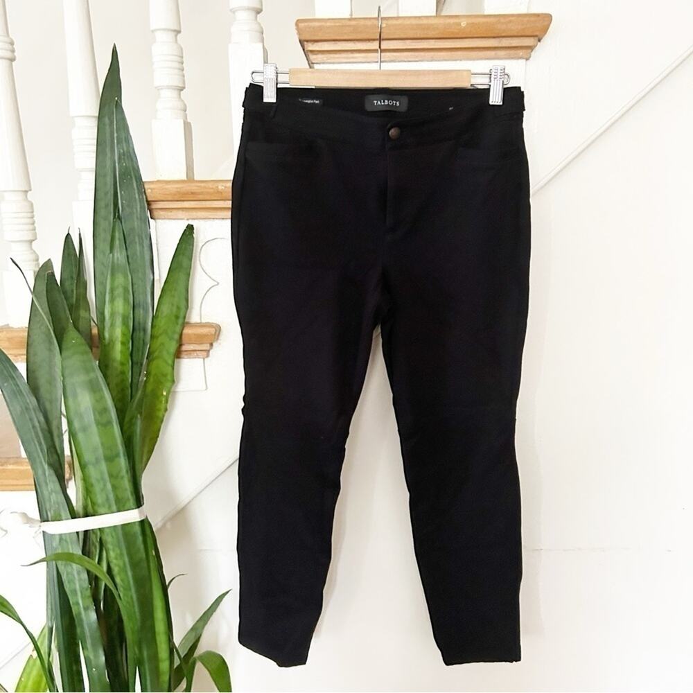 Talbots Lexington Womens Black Stretch Skinny Leg Ankle Pants Size 4 Petite